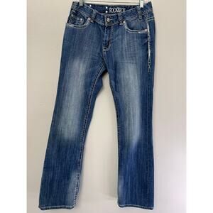 Rock&Roll Cowgirl Jeans 30X34 Rhinestones Mid Rise Distressed‎ Straight Western